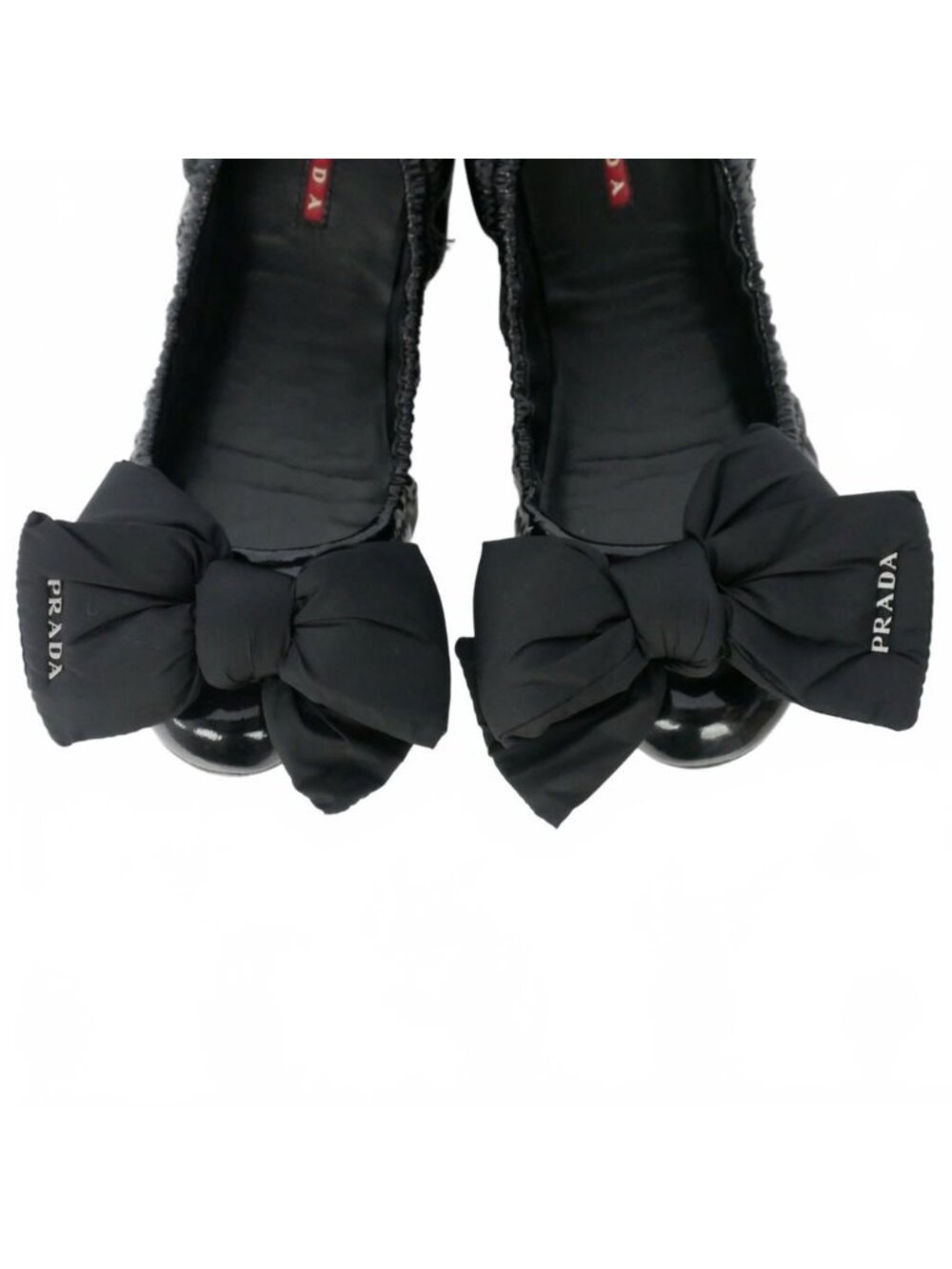 Prada Ribbon Ballet Shoes Flat Enamel 36 Black - Picture 5 of 9